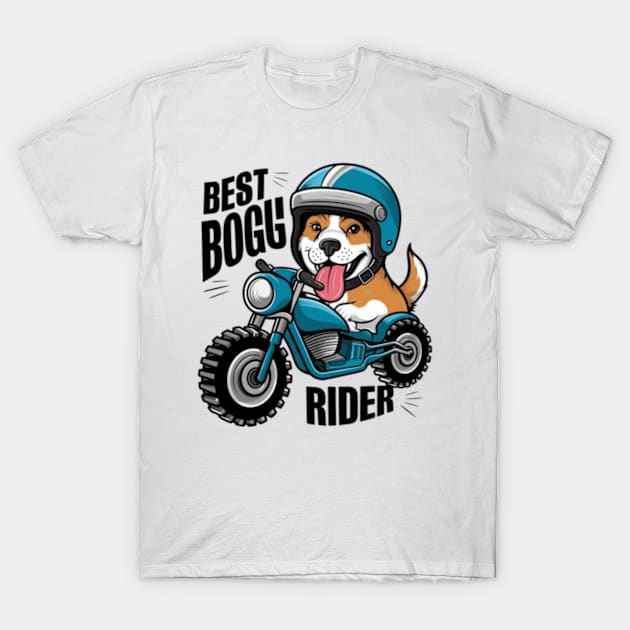 Cartoon dog riding a motorcycle best boggy rider T-Shirt by YolandaRoberts